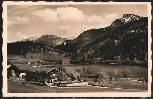 AK Thumsee bei Bad Reichenhall, Blick gegen Untersberg und Predigtstuhl