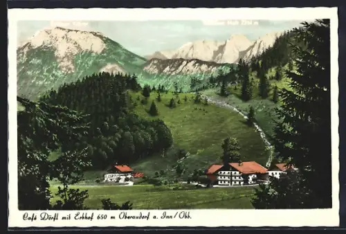 AK Oberaudorf a. Inn, Café Dörfl mit Erbhof