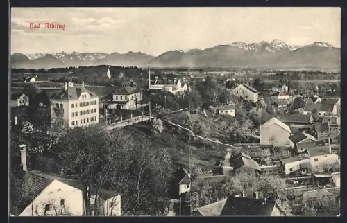 AK Bad Aibling, Ortsansicht mit Bergpanorama