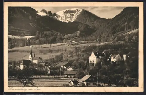 AK Brannenburg am Inn, Kirche gegen die Berge