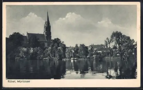 AK Röbel / Müritz, Müritzsee, Kirche, Uferansicht