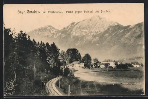 AK Bayr. Gmain b. Bad Reichenhall, Partie gegen Zwiesel und Staufen