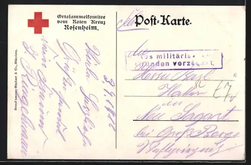 Künstler-AK Rosenheim am Inn, Ortspanorama