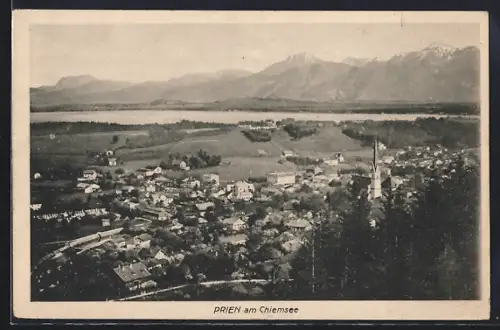 AK Prien am Chiemsee, Ortsansicht aus der Vogelschau