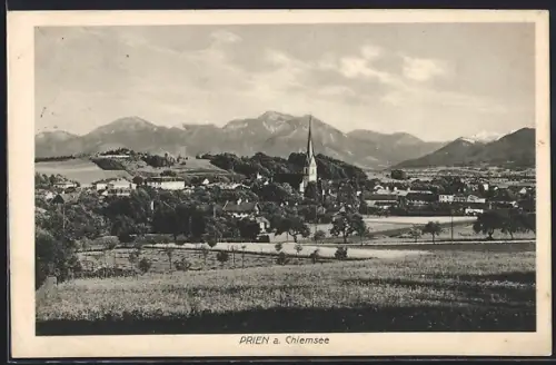 AK Prien a. Chiemsee, Ortsansicht mit Kirche