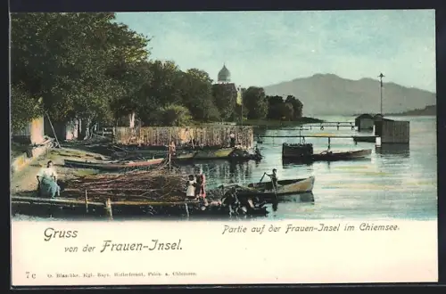 AK Frauen-Insel im Chiemsee, Partie auf der Frauen-Insel