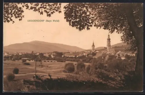AK Deggendorf /Bayr. Wald, Stadtansicht mit Kirche