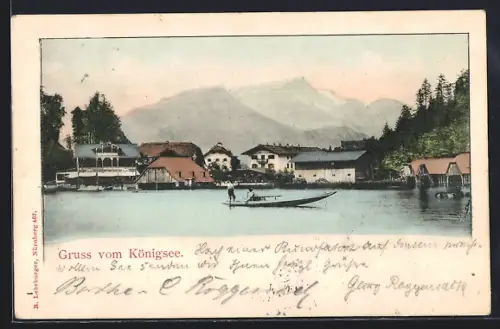 AK Königsee / Berchtesgaden, Seelandschaft mit Booten und Uferhäusern