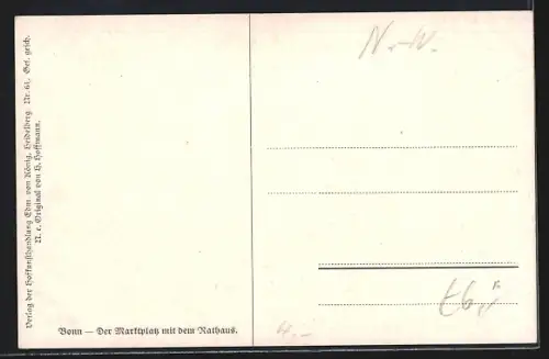 Künstler-AK Bonn, Marktplatz mit Rathaus