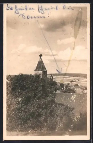 Foto-AK Nabburg /Oberpf., Blick auf Kirchturm und Landschaft