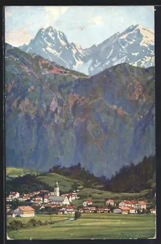 AK Oberaudorf am Inn, Ortsansicht mit Elmauerhalt