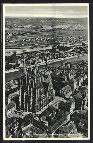 AK Regensburg, Dom, Original-Flugaufnahme