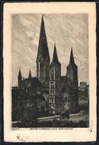 Künstler-AK Bonn a. Rhein, Das Münster