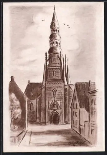 Künstler-AK Zwickau, Kirche