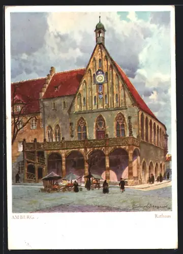 Künstler-AK Amberg, Rathaus