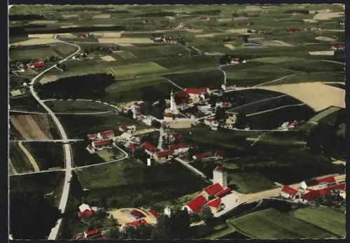 AK Hohenpolding /Obb., Ortsansicht, Kirche, umliegende Höfe