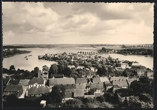 AK Malchow in Mecklenburg, Stadtansicht, Inselstadt, Seenlandschaft