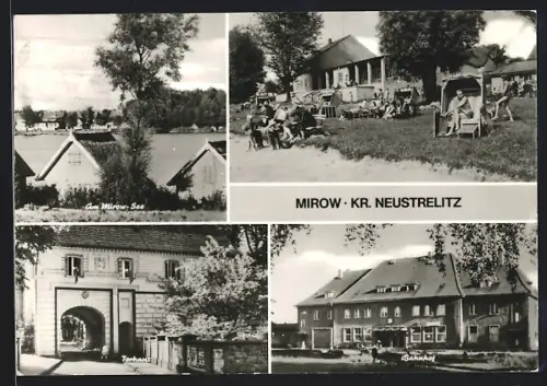 AK Mirow / Mecklenburg, Mirower See, Torhaus, Bahnhof, Badeleben