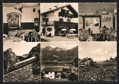 AK Brannenburg am Wendelstein, Berggasthof und Pension St. Margarethen, Zahnradbahn, Alpenpanorama