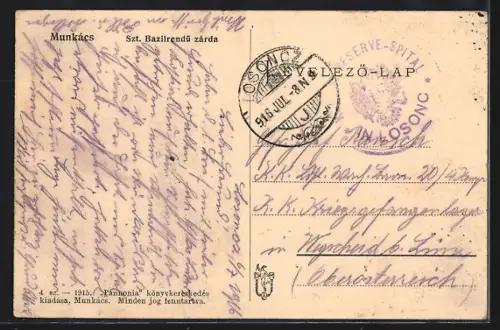 AK Munkács, Szt. Bazilrendú zárda