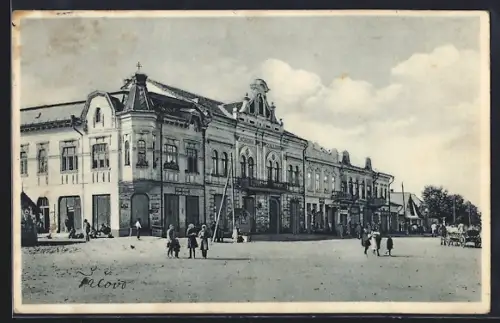 AK Tacovo /Tjatschiw, Strassenpartie mit Geschäften