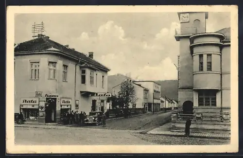 AK Svalava, Strassenpartie mit Bata Geschäft