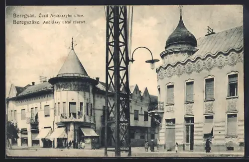 AK Beregszász, Andrássy utcai részlet