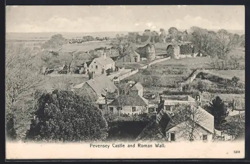 AK Pevensey, Pevensey Castle and Roman Wall, Bird`s Eye View