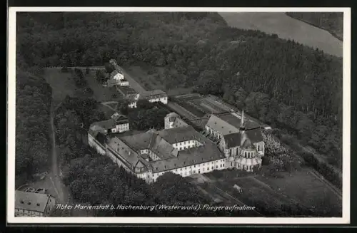 AK Marienstatt b. Hachenburg, Abtei Marienstatt, Fliegeraufnahme