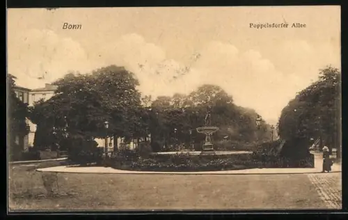 AK Bonn, Poppelsdorfer Allee, Brunnenanlage