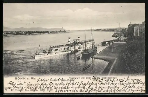 AK Bonn a. Rh., Rheinpartie mit Blick auf Siebengebirge