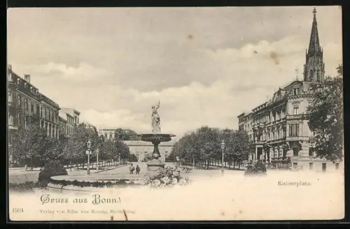 AK Bonn, Kaiserplatz, Brunnen, Kirche