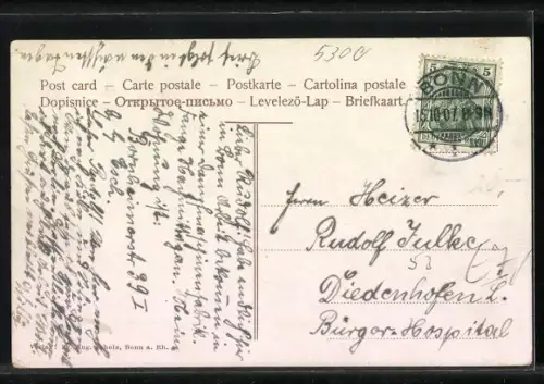 AK Bonn a. Rh., Rheinbrücke, Stadtpanorama