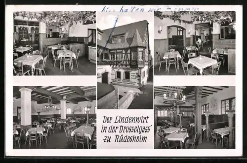 AK Rüdesheim a. Rh., Lindenwirt in der Drosselgass`, Gasthaus, Innenansichten, Fachwerkhaus