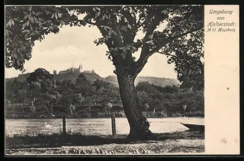 AK Huy, Schloss Huysburg, Landschaft