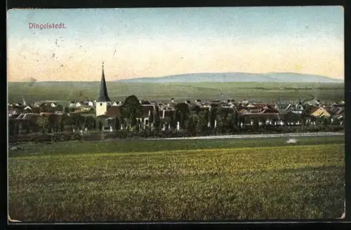 AK Dingelstedt, Ortsansicht mit Kirche und Wohnhäusern