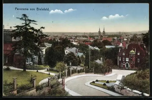 AK Bielefeld, Panoramaansicht der Stadt