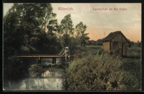 AK Gütersloh, Landschaft an der Dalke