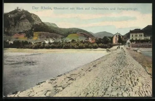 AK Rhoendorf, Rheinblick mit Drachenfels und Siebengebirge