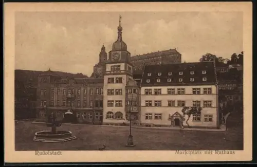 AK Rudolstadt, Marktplatz mit Rathaus