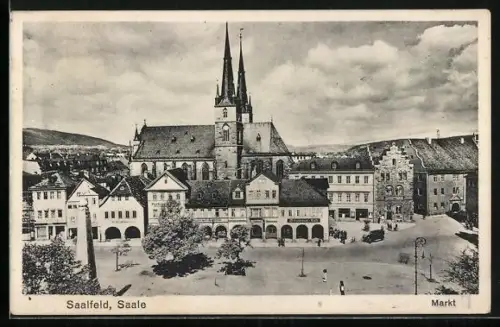 AK Saalfeld /Saale, Markt, Kirche, Rathaus