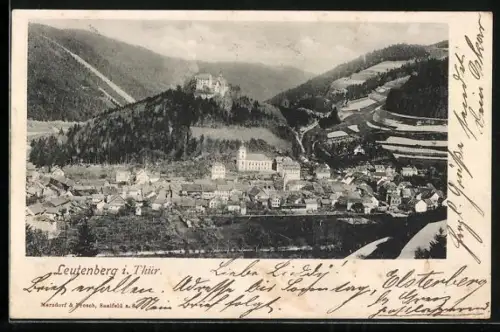 AK Leutenberg i. Thür., Gesamtansicht, Schloss, Kirche