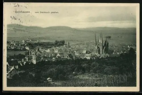 AK Gelnhausen, Vom Steinbruch gesehen, Stadtansicht, Kirche