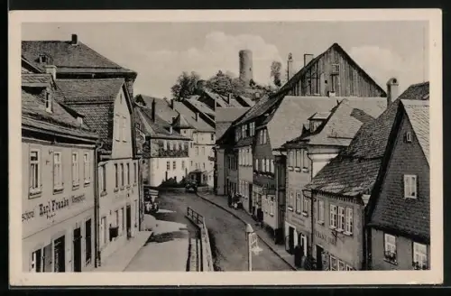 AK Lobenstein /Thür., Blick aus der Neustadt, Burgruine