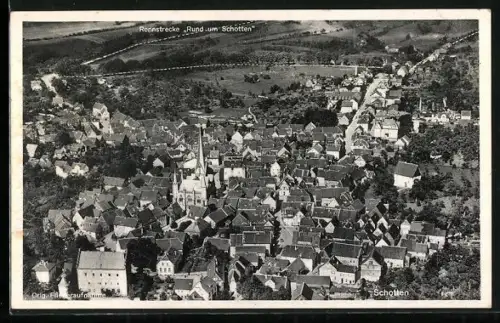 AK Schotten, Gesamtansicht, Kirche, Rennstrecke Rund um Schotten