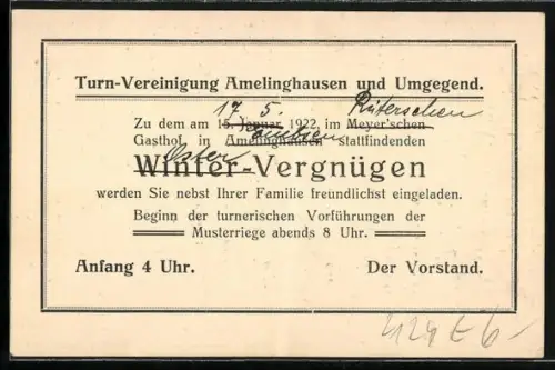AK Amelinghausen, Turn-Vereinigung, Winter-Vergnügen 1922