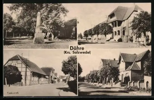 AK Dähre /Salzwedel, Feierabendplatz, Friedensstrasse, Post