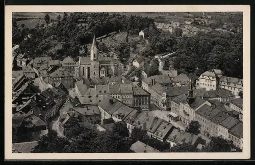 AK Bad Lobenstein in Thüringen, Blick vom Alten Turm, Stadtansicht, Kirche
