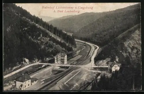 AK Lichtentanne / Leutenberg, Bahnhof und Umgebung
