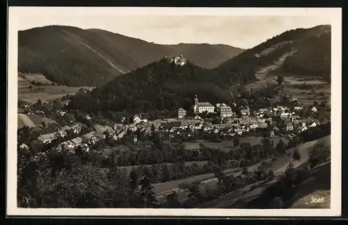 AK Leutenberg /Thür., Blick vom Kaiserplatz, Talansicht, Burg, Kirche